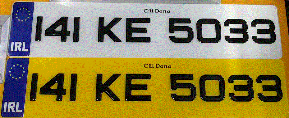 Gel 3d 50mm font white and yellow acrylic plate without border (Pair) 