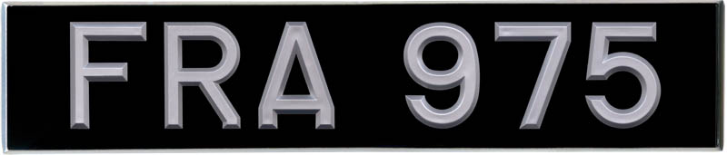  Plastic Rivited Digits Number Plates - Black oblong with silver digits (Single)